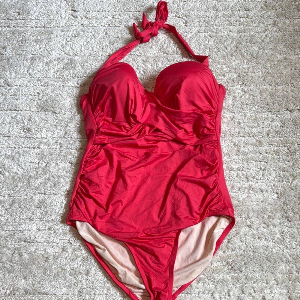 Vibrant Red Halter Swimsuit